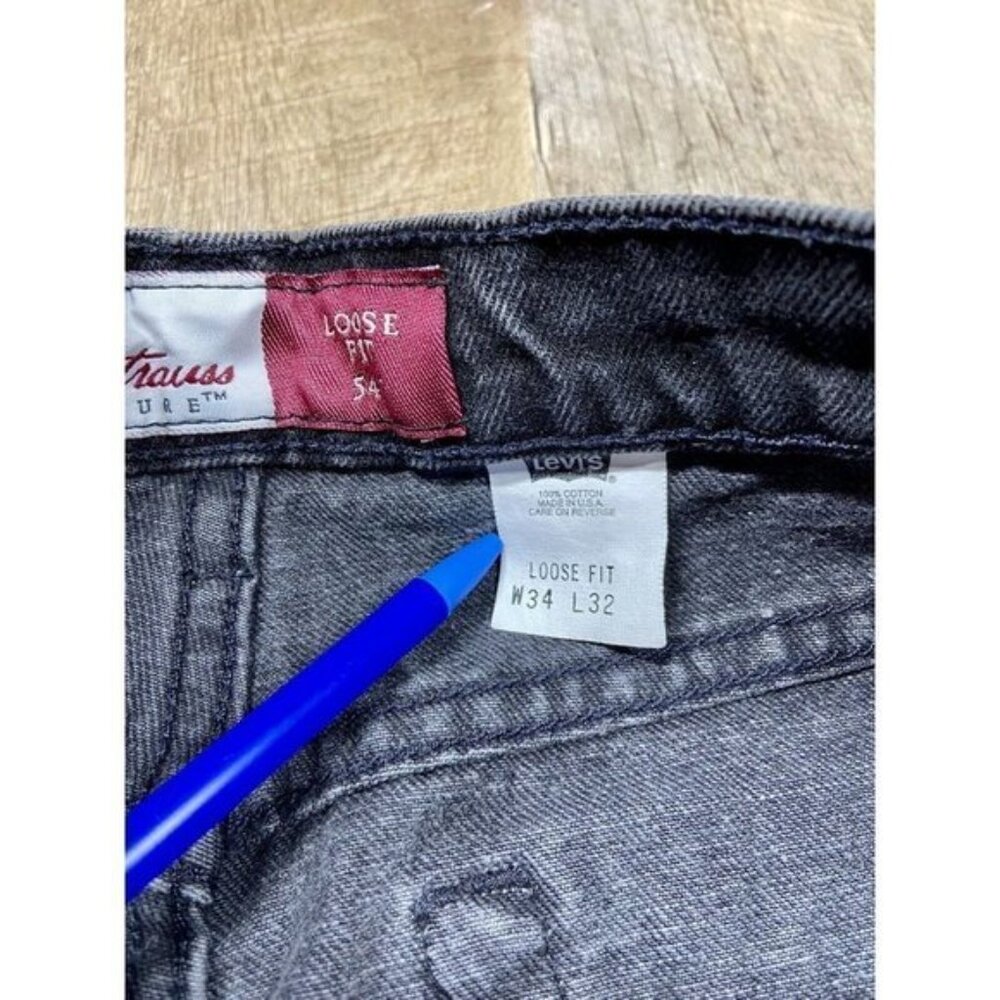 Vtg Levis 545 34x32 Fits 31x29 Loose Fit Faded Black Jeans Brown Copper Tab USA - Picture 3 of 8